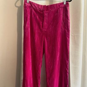 Topshop Pink Velvet Wide Leg Pants